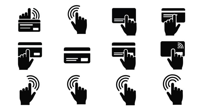 Black icons of contactless payment.