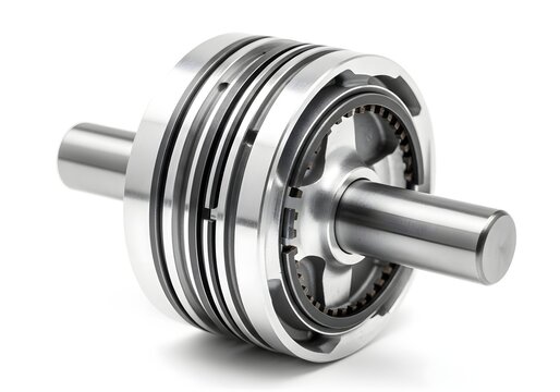 Industrial mechanical clutch component isolated on white background