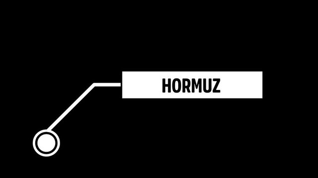 Location marker with hormuz text on black background. Strait of hormuz blockade location pin icon.