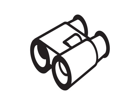 Simple black and white line drawing of classic binoculars ideal for illustration