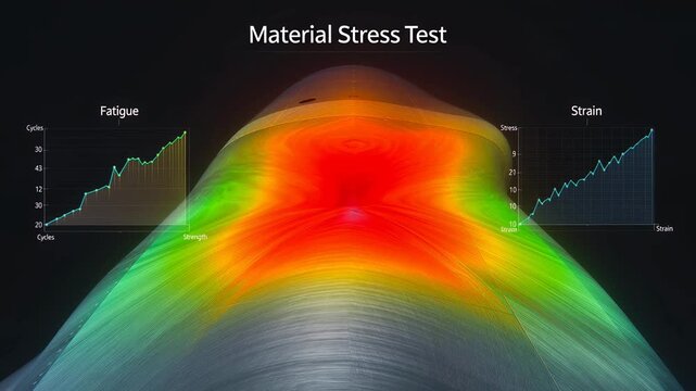 Material stress test visualization showing heat map analysis of metal
