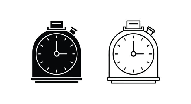 stopwatch timer clocks, black and white icon Vector