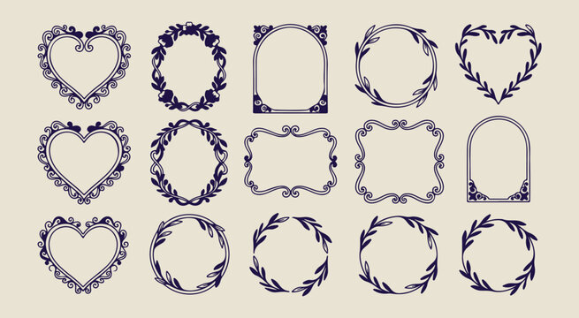 geometric outline label frames, hand drawn minimalist borders, creative simple frame illustrations, decorative sketchy shape graphics, organic modern border elements, elegant stationery design symbols