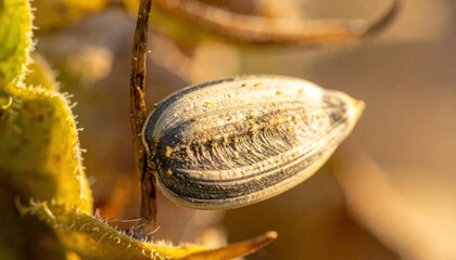 Obraz premium Close-up of a Sunflower Seed on a Plant in Natural Light.