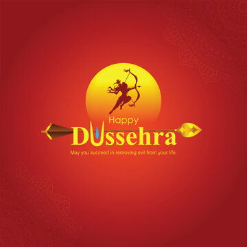 vector illustration happy dussehra social media feed template. eps