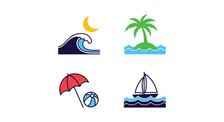 Obraz premium Ocean Beach Line art vector abstract simple illustration