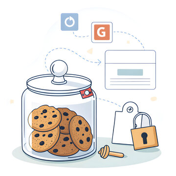 Cookie Consent Concept with Data Privacy, Tracking Permission and GDPR Compliance Illustration