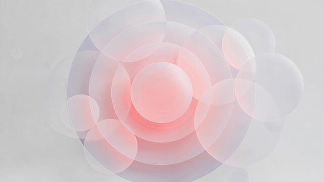 Soft overlapping pink circles in abstract style on light grey background, concept of harmony and calm