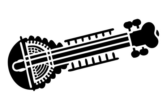 rebab instrument silhouette illustration for traditional music cultural heritage and acoustic design
