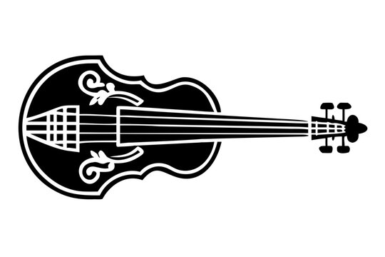 viola da gamba instrument silhouette illustration for classical music baroque orchestra and vintage design
