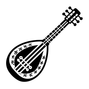 rabab instrument icon silhouette illustration for traditional music folk culture and string performance design