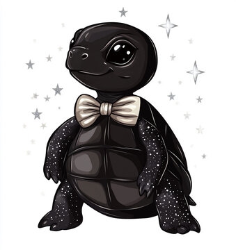 black turtle on a white background
