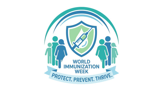 World Immunization Week Protect Prevent Thrive. Vector Illustrations. EPS Editable