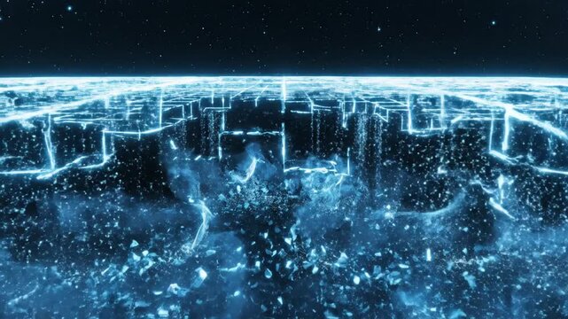 Digital Grid Collapse with Shattering Effect in Cyberspace