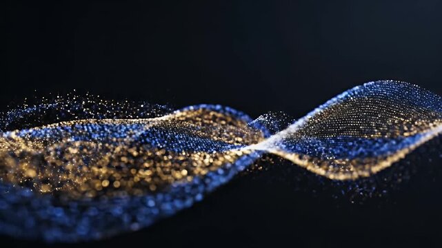 Abstract Flowing Particles Waveform Digital Art.