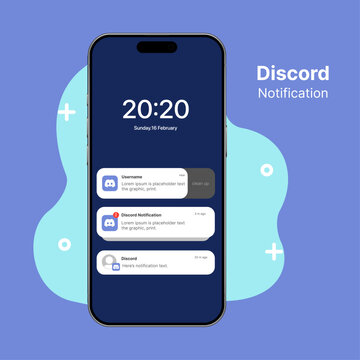 discord notification mockup in light mode. Notification layout for the application.discord notification UI mockup template.discord push alert banner popup in mobile app.