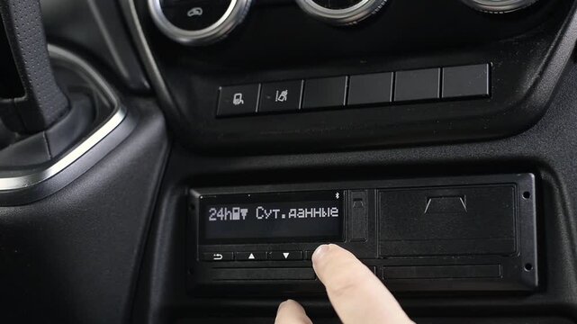 Driver Printing Daily Report from Digital Tachograph in Truck