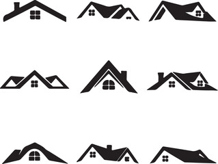 House roof logo icon silhouette, House roof, Roof, Roof clipart, Roof silhouette, House roof vector set © Silhouette Vector
