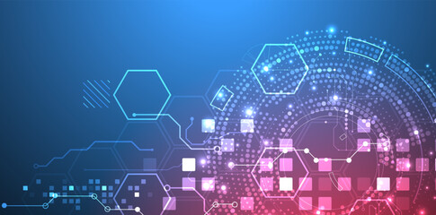 Fototapeta premium Abstract background. Scientific and technological concept with the use of technical elements formed in the shape of a circle. Vector