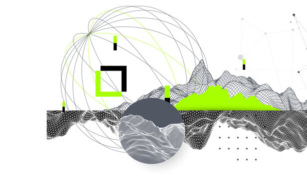 Abstract art wireframe background. Modern science or technology art elements. Surface illustration. Vector.