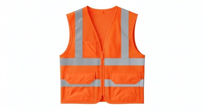 High Visibility Orange Safety Vest with Reflective Stripes