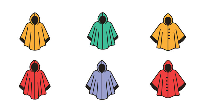 Rain poncho Line art vector modern abstract pattern illustration