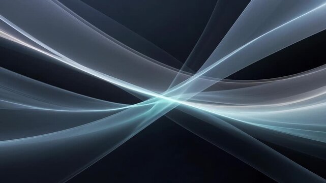 Soft luminous lines on dark backdrop in abstract style, expressing motion and energy concept