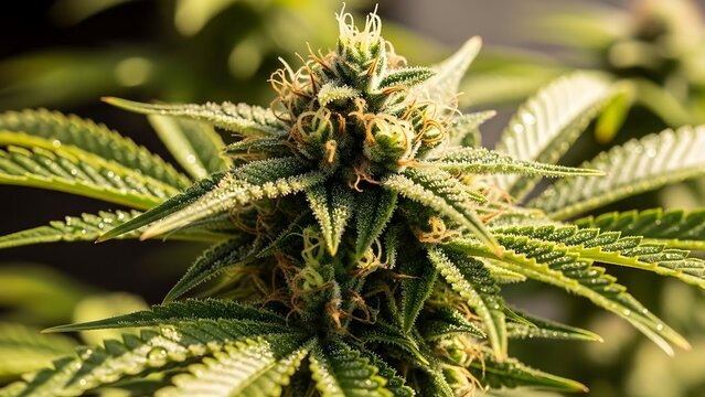 Close-up of a Mature Cannabis Bud Ready for Harvest.
