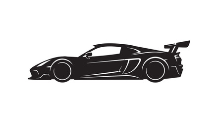 Obraz premium Black sports car vector, racing car silhouette, side view, speedster illustration