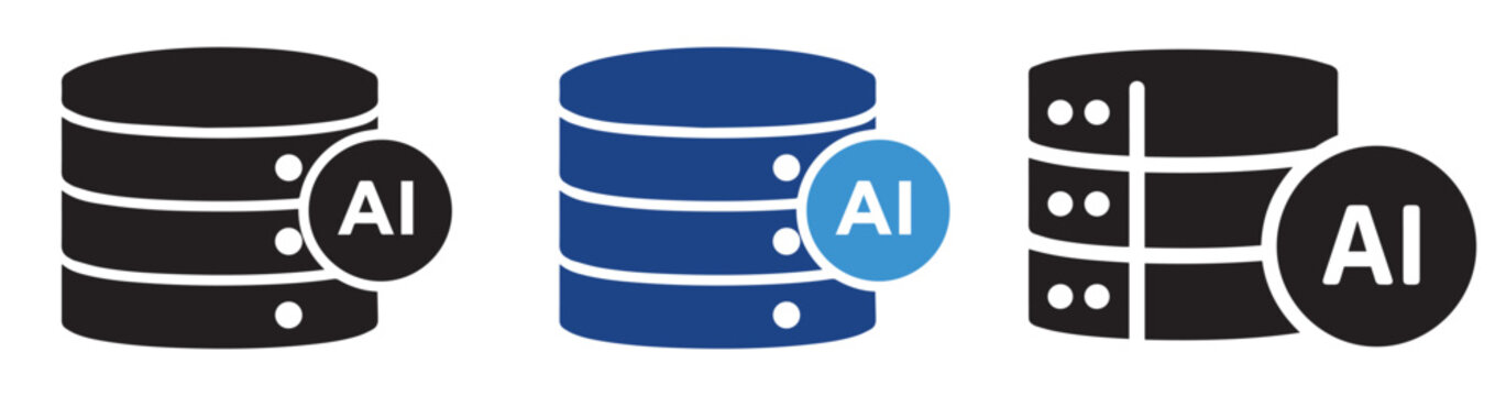 Ai database icons in black and blue