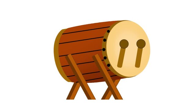 A 3D animation of a traditional wooden bedug drum