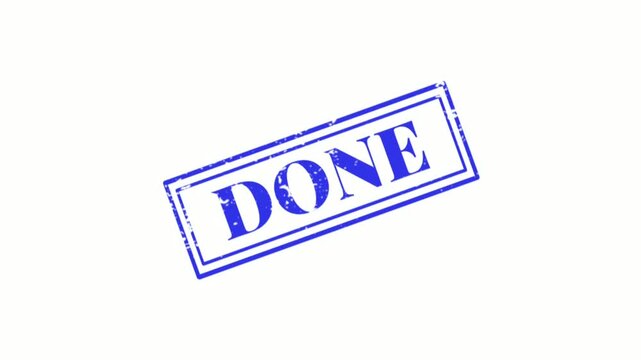 done rubber stamp animation over isolated background