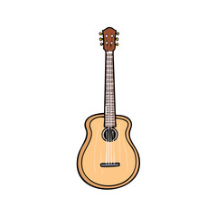 Obraz premium Acoustic guitar illustration with six strings and wooden body