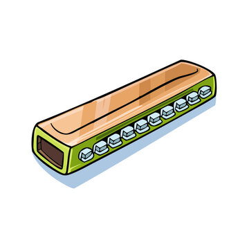 Classic Diatonic Harmonica Musical Instrument Illustration Isolated on White