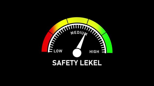 Safety level gauge meter low medium risk indicator warning signal