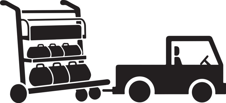 Industrial propane truck, gas cylinder cart, black silhouette, vector illustration, transportation equipment