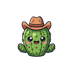 A cartoon cactus wearing a cowboy hat.