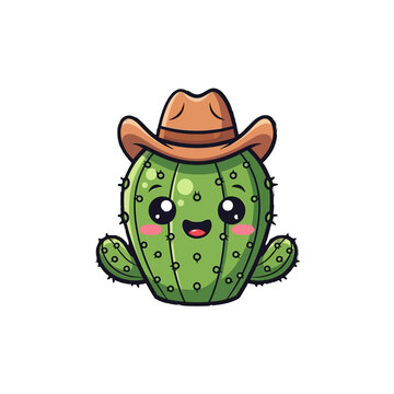 A cartoon cactus wearing a cowboy hat.