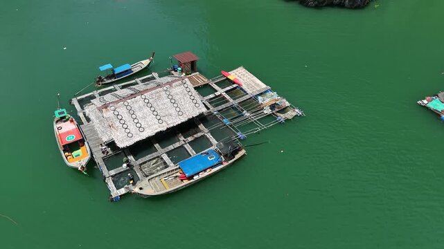 Many houses in a village in the sea.