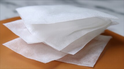 Naklejka premium Close up texture of stacked white fabric layers, showcasing delicate woven patterns and soft material