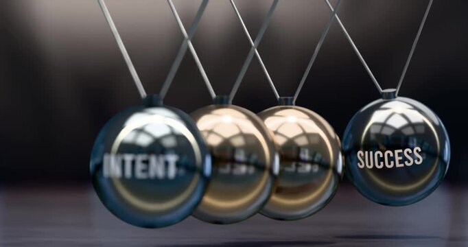 Intent creates success. Elegant metaphor showing power of the intent and its effects on success. Mutual and self inforcing link between intent and success. Video can be looped