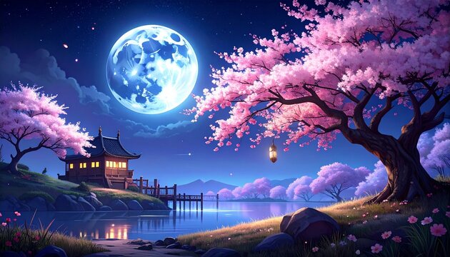 月 夜桜」の写真素材 | 23,471件の無料イラスト画像 | Adobe Stock