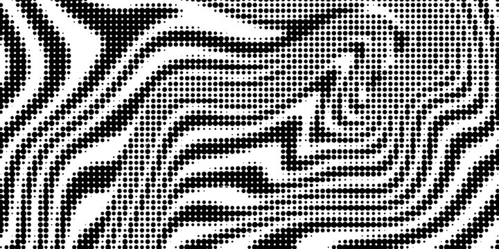 Background with irregular, chaotic dots, points, circle. Abstract monochrome pattern. Black and white color.