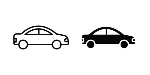 Naklejka premium Car icon symbol. Icon in flat style and line. Black and white