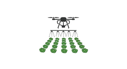 Obraz premium Drone spraying green plants agriculture.
