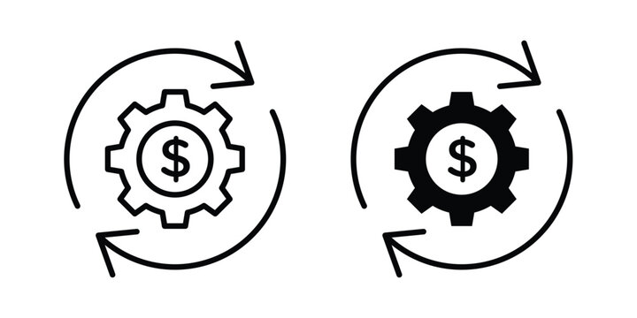 Cost optimization icon symbol. Icon in flat style and line. Black and white