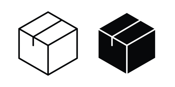 Courier box icon symbol. Icon in flat style and line. Black and white
