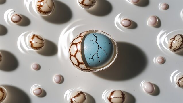 Microscopic helminth egg with outer shell and embryo shadow visible, suspended on white