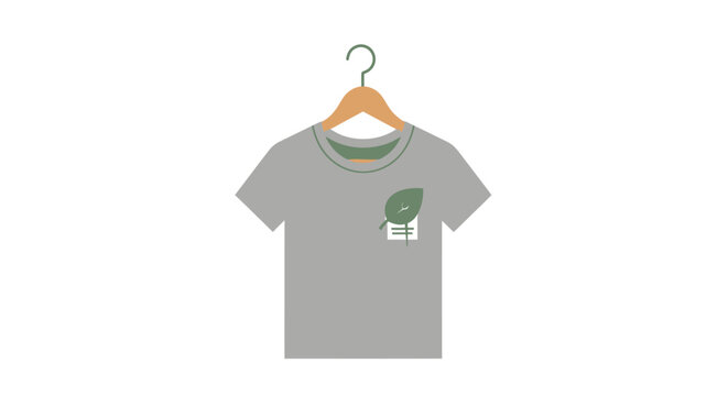 Gray T Shirt with Green Logo.