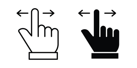 Fototapeta premium Finger swipe icon symbol. Icon in flat style and line. Black and white